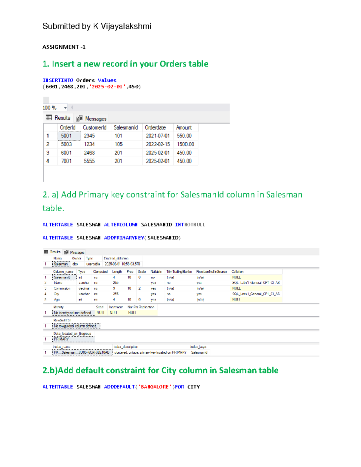 DBMS Assignment 1: SQL Constraints and Data Retrieval Techniques - Studocu