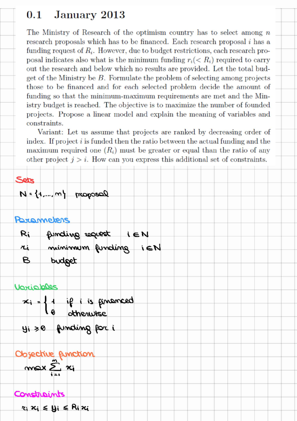 Modeling Exercises for Optimization Problems in Research and Production ...