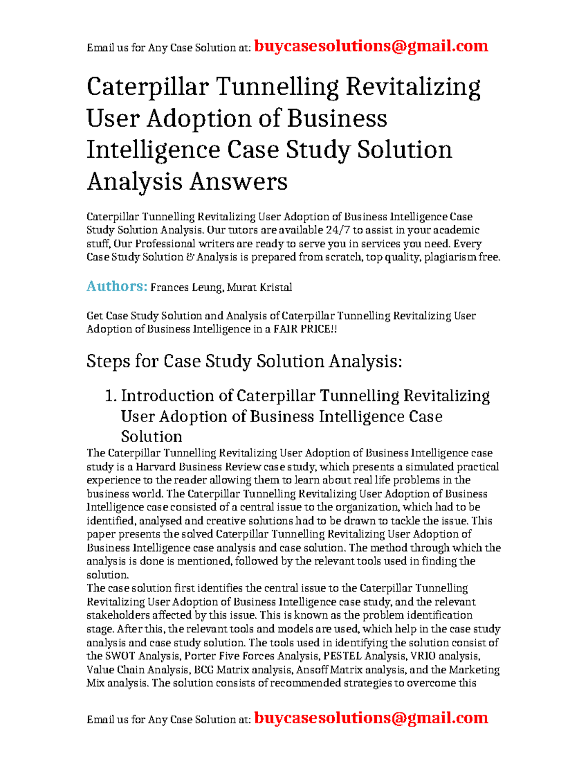 Case Solution Caterpillar Tunnelling Revitalizing User Adoption of ...