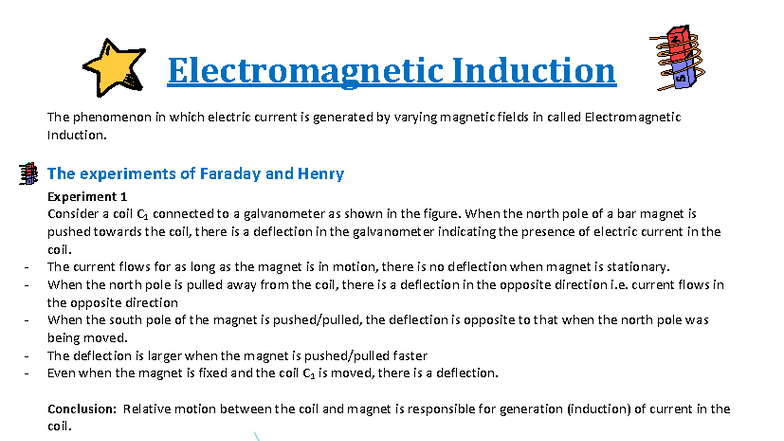Electromagnetic Induction (EMI) - Short Notes for Board Exam - Studocu