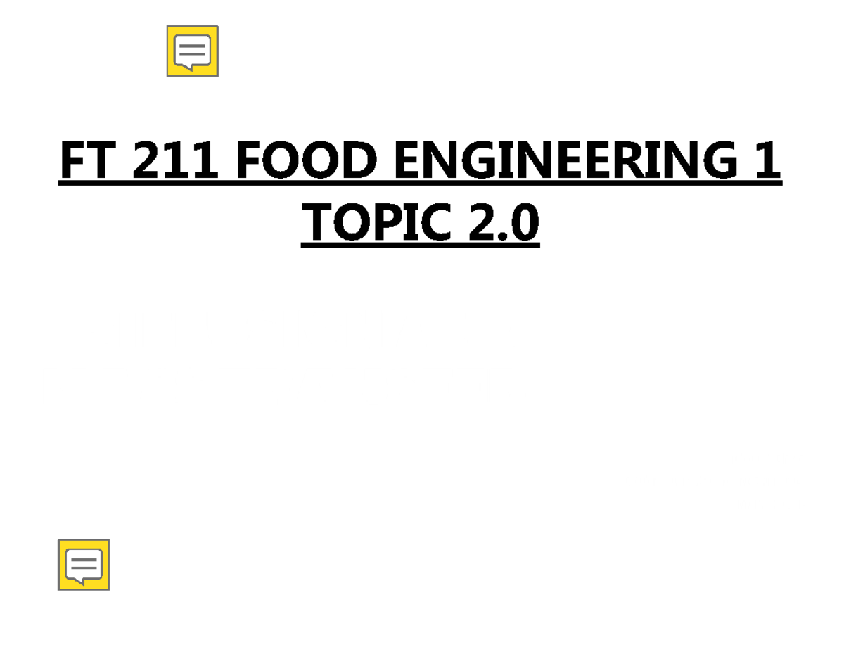 FT 211 FOOD ENGINEERING 1: Mass Transfer Notes FULL 2026 - Studocu