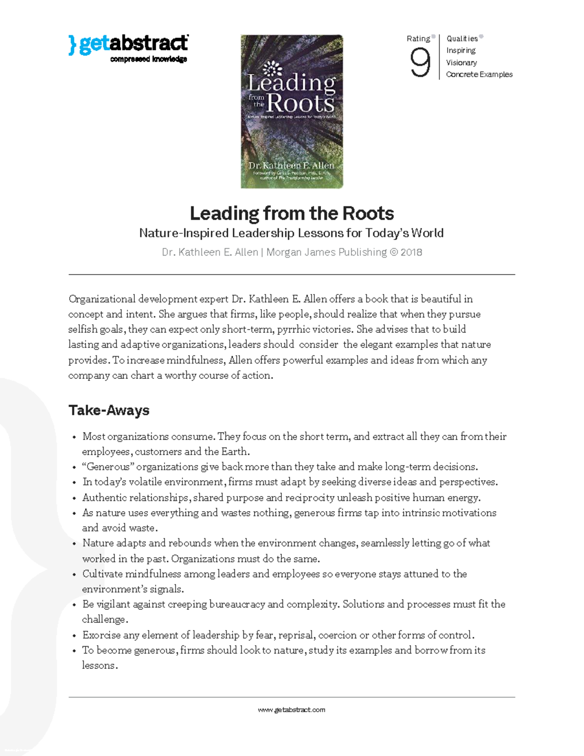 Leading from the Roots: Visionary Leadership Lessons (ORG DEV 101 ...