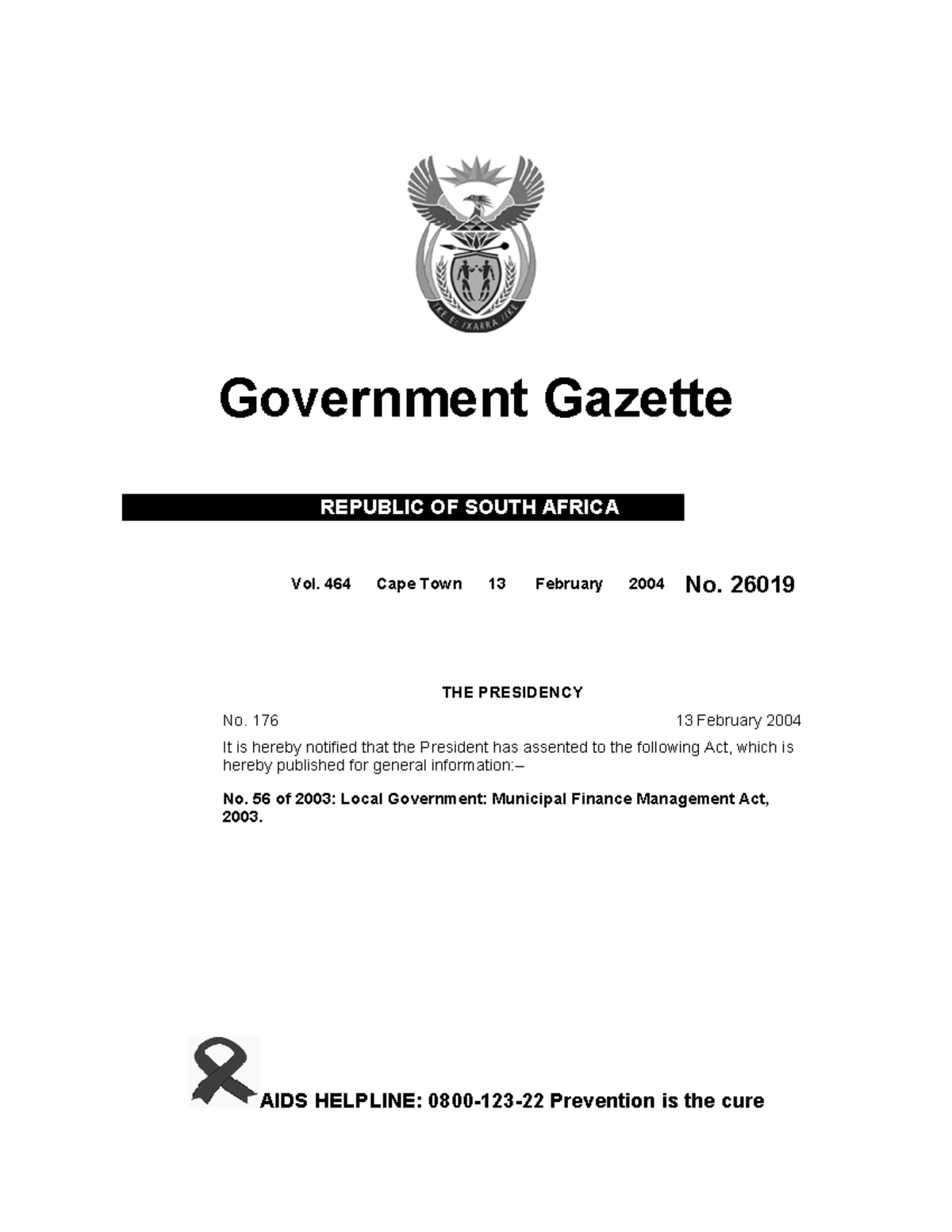 Local Government: Municipal Finance Management Act, 2003 - Notes - Studocu