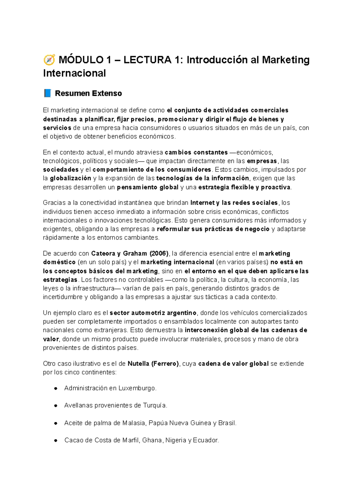 MKT 101: Resumen Extenso de Módulos 1 y 2 en Marketing Internacional ...