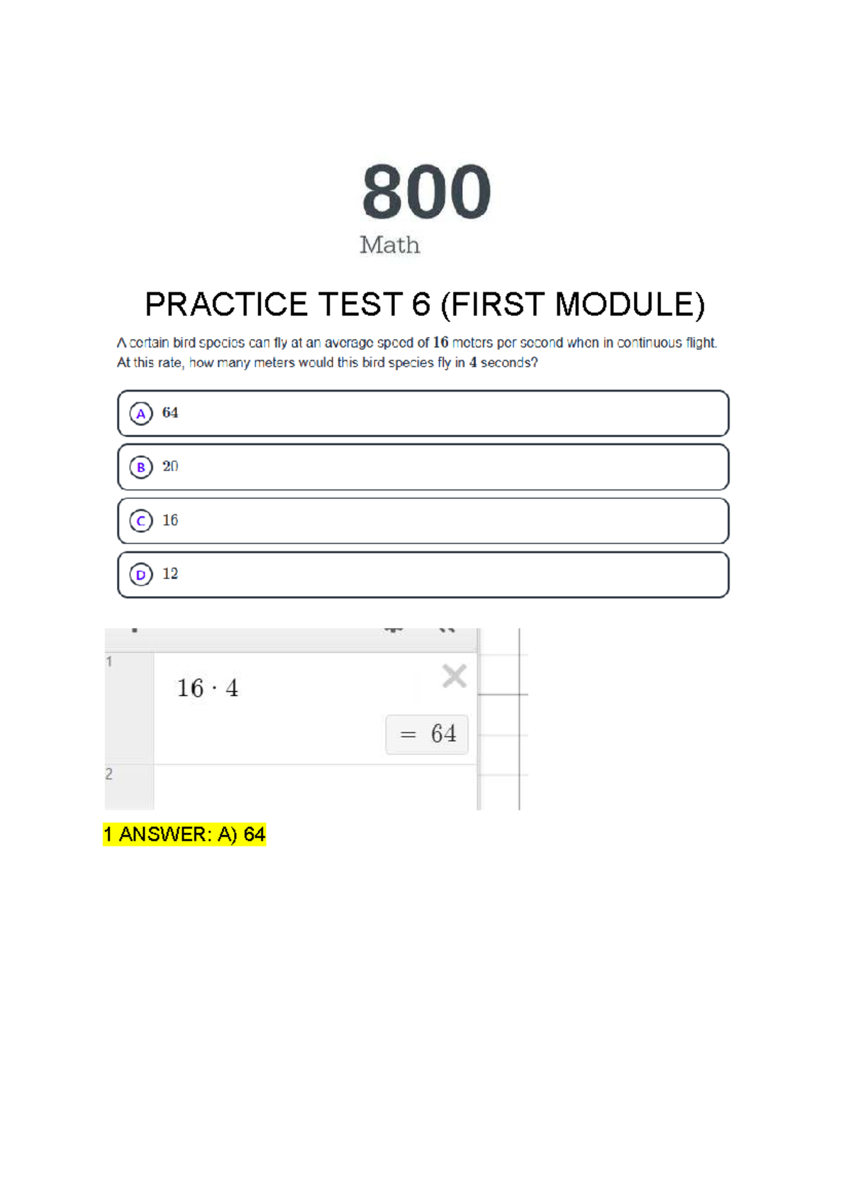 📘 Practice TEST 6 Explanations 📘 - PRACTICE TEST 6 (FIRST MODULE) 1 ...