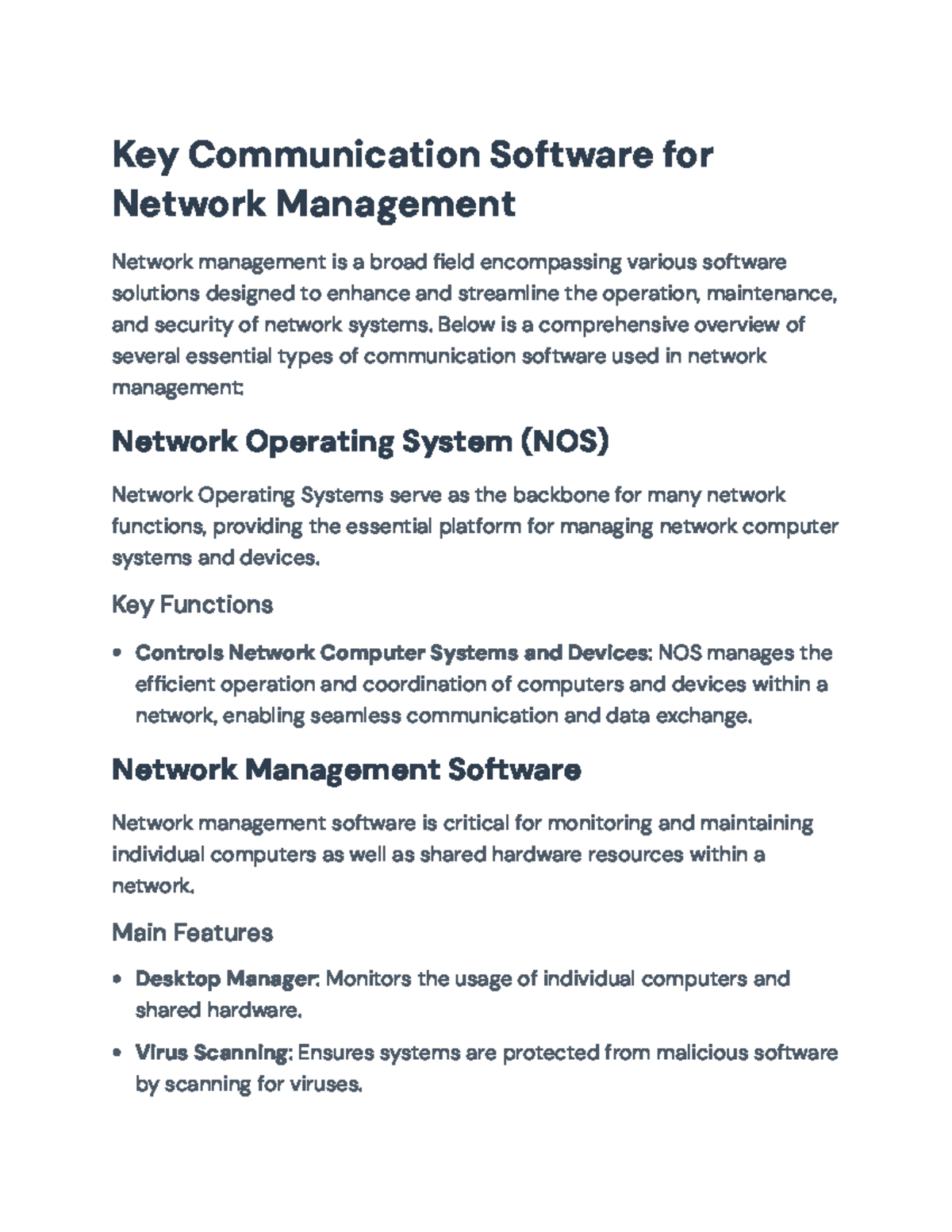 Key Communication Software for Network Management Overview - Key ...