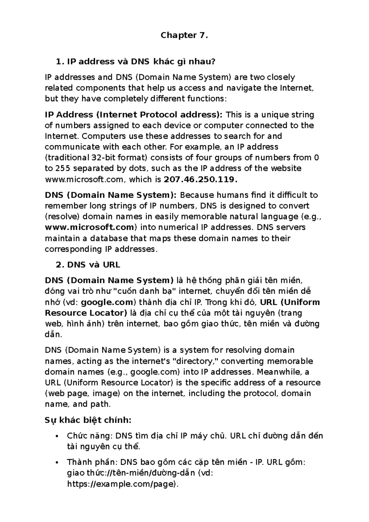 Chapter 7 & 8: IP Address, DNS, and Info Security Overview (MIS) - Studocu
