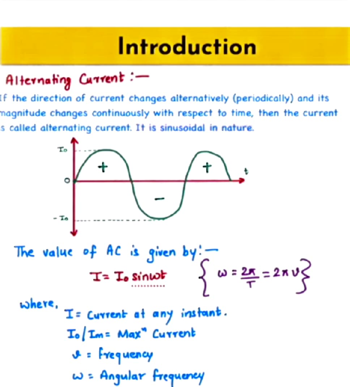 AC notes - Introduction Alternating Current If the direction of current ...