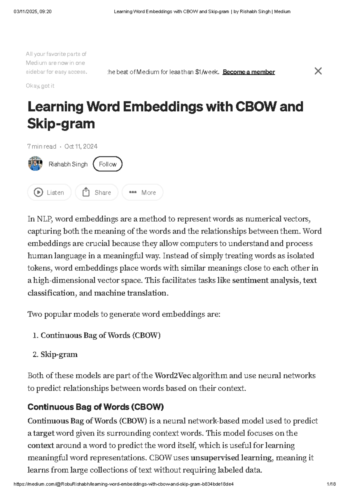 09:20 Learning Word Embeddings: CBOW & Skip-gram Overview - Studocu