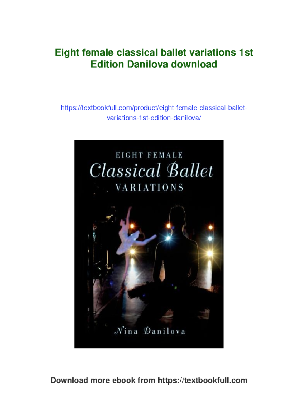 Eight Female Classical Ballet Variations: A Comprehensive Guide by Nina ...