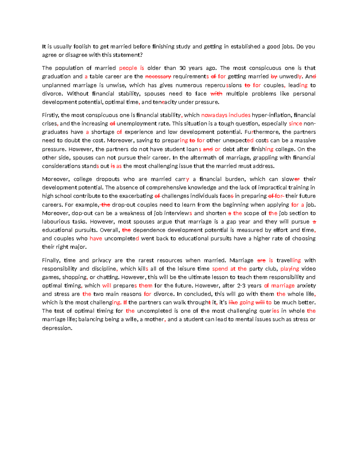 Marriage Before Education: A Critical Analysis of Timing and Stability ...