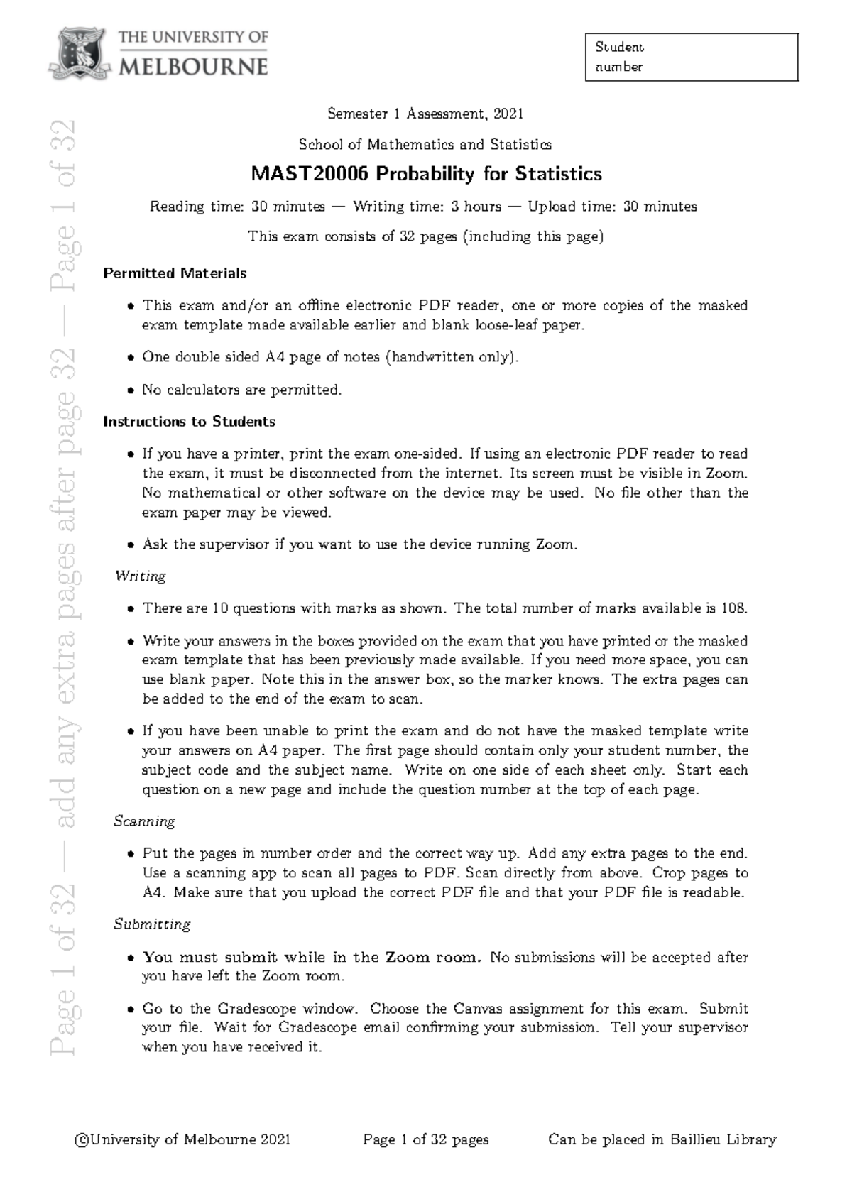 Probability for Statistics Exam S1 2021: Complete Guide and Answers ...