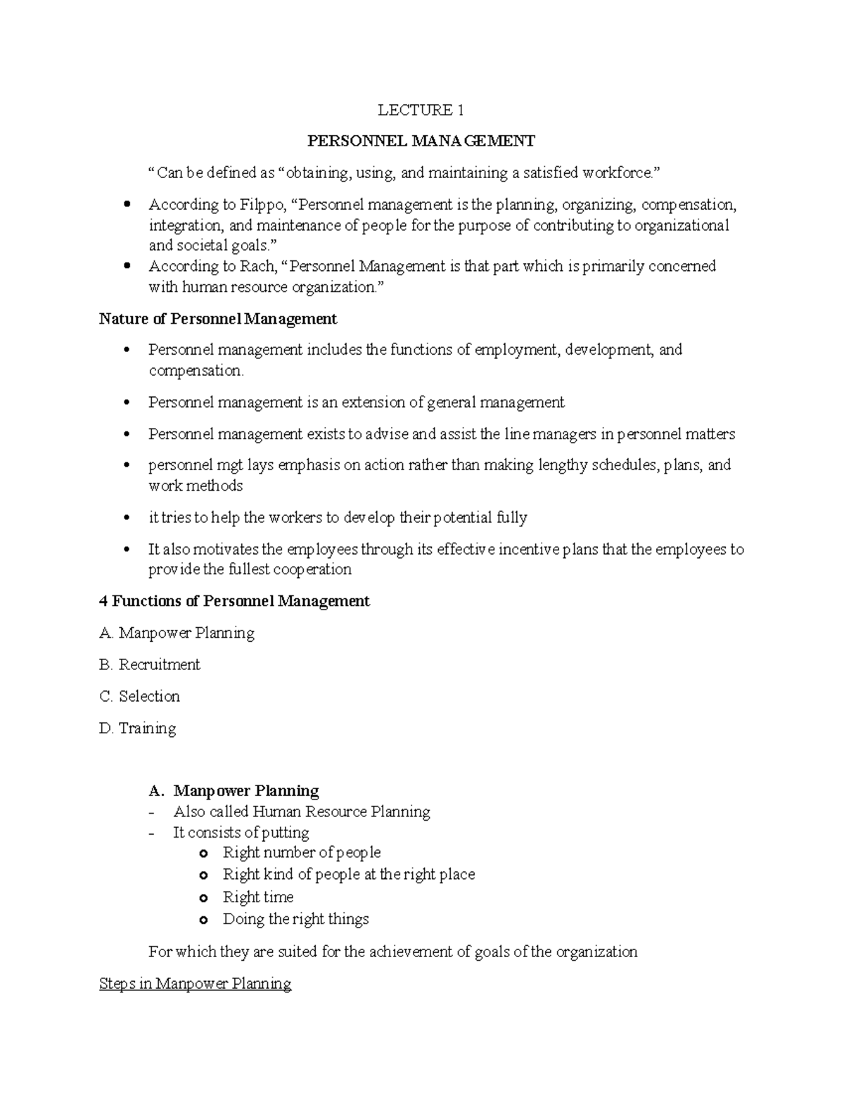 LECTURE 1 2025-2026 - PERSONNEL MANAGEMENT OVERVIEW - Studocu