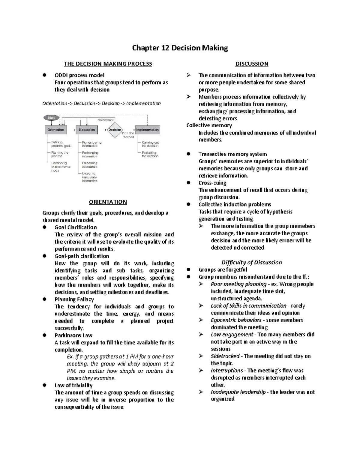 Chapter 12: Decision Making Process and Group Dynamics - Studocu