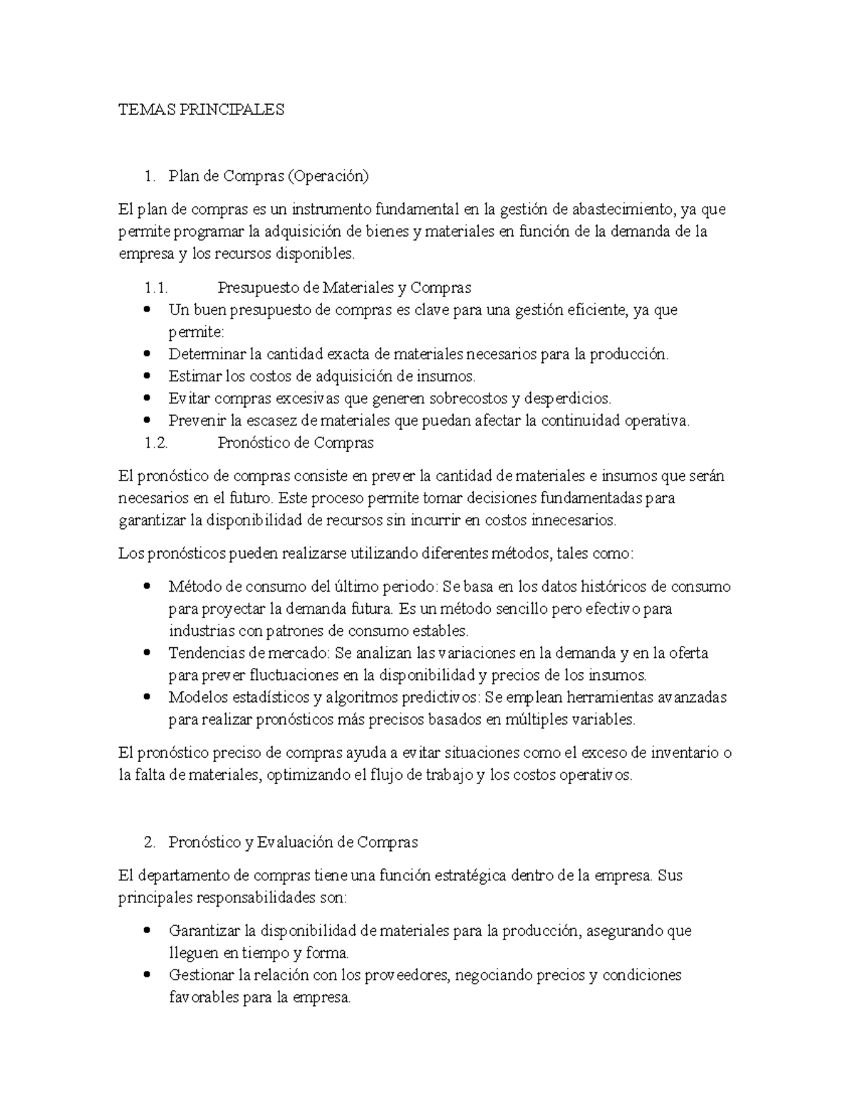 Trabajo 03: Gestión de Compras y Abastecimiento - Temas Principales ...