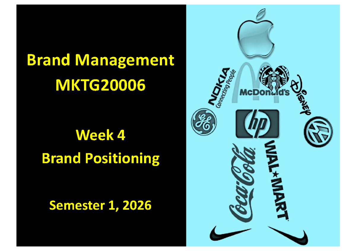 MKTG20006 Week 4: Brand Positioning Lecture Notes - Studocu