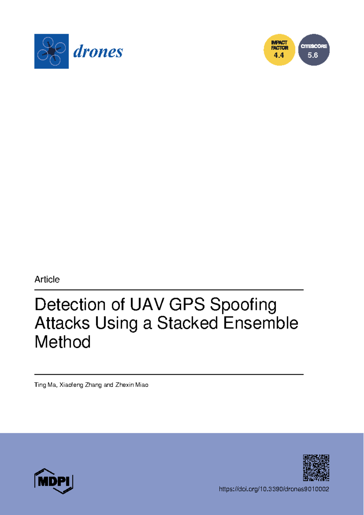 Detection of UAV GPS Spoofing Attacks via CNN-XGBoost Ensemble Method ...