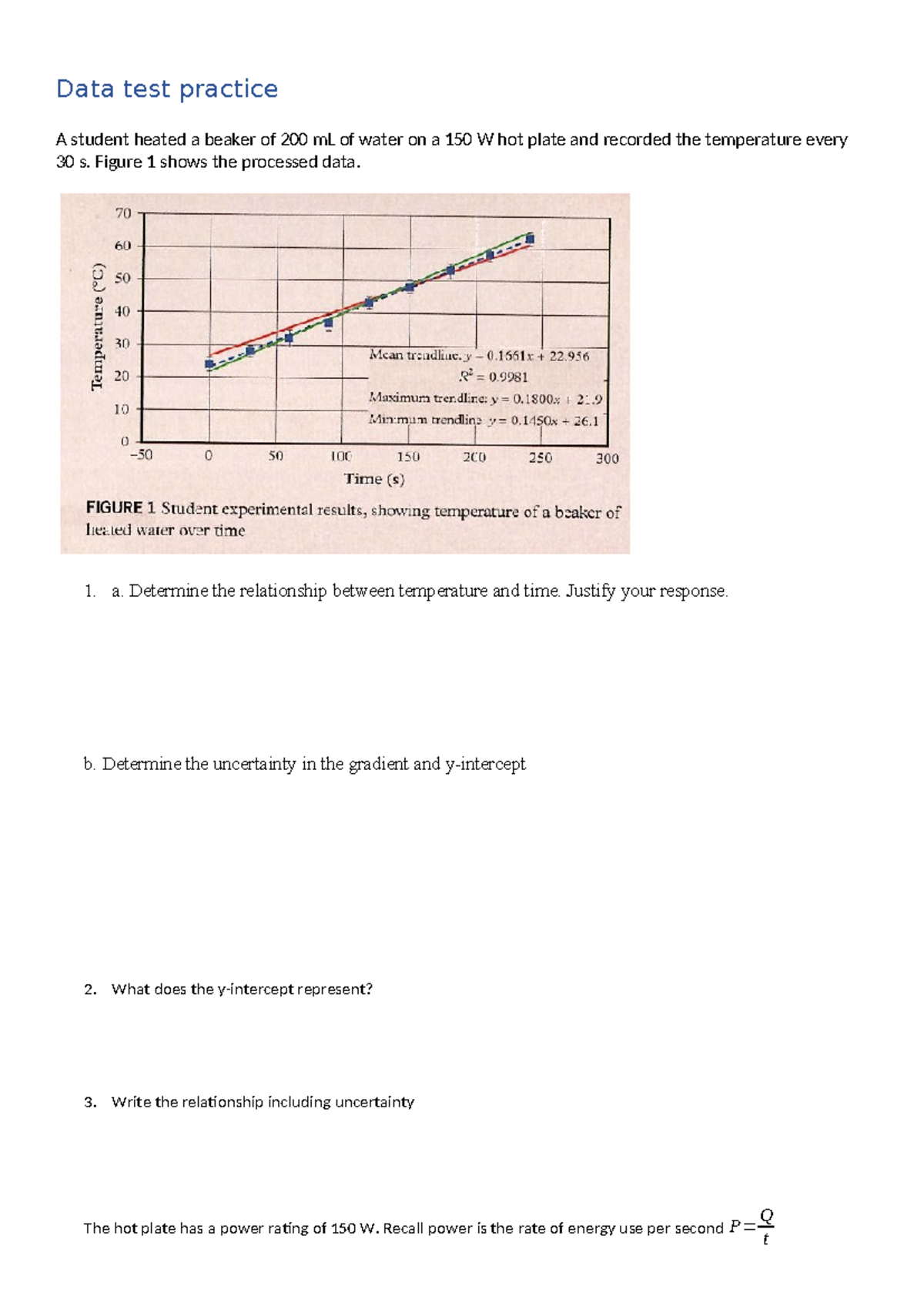 Data Test Practice-2: Analyzing Temperature vs. Time Relationship - Studocu