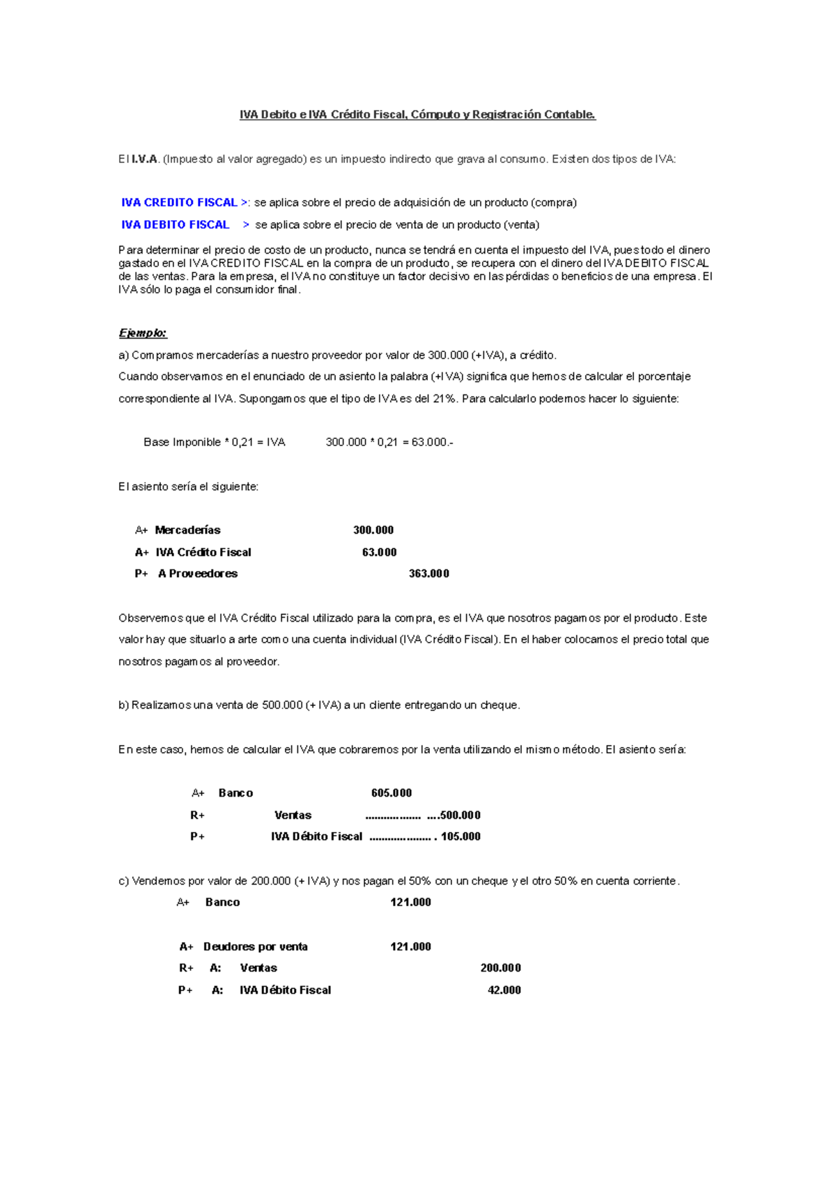 iva a debito e iva a credito