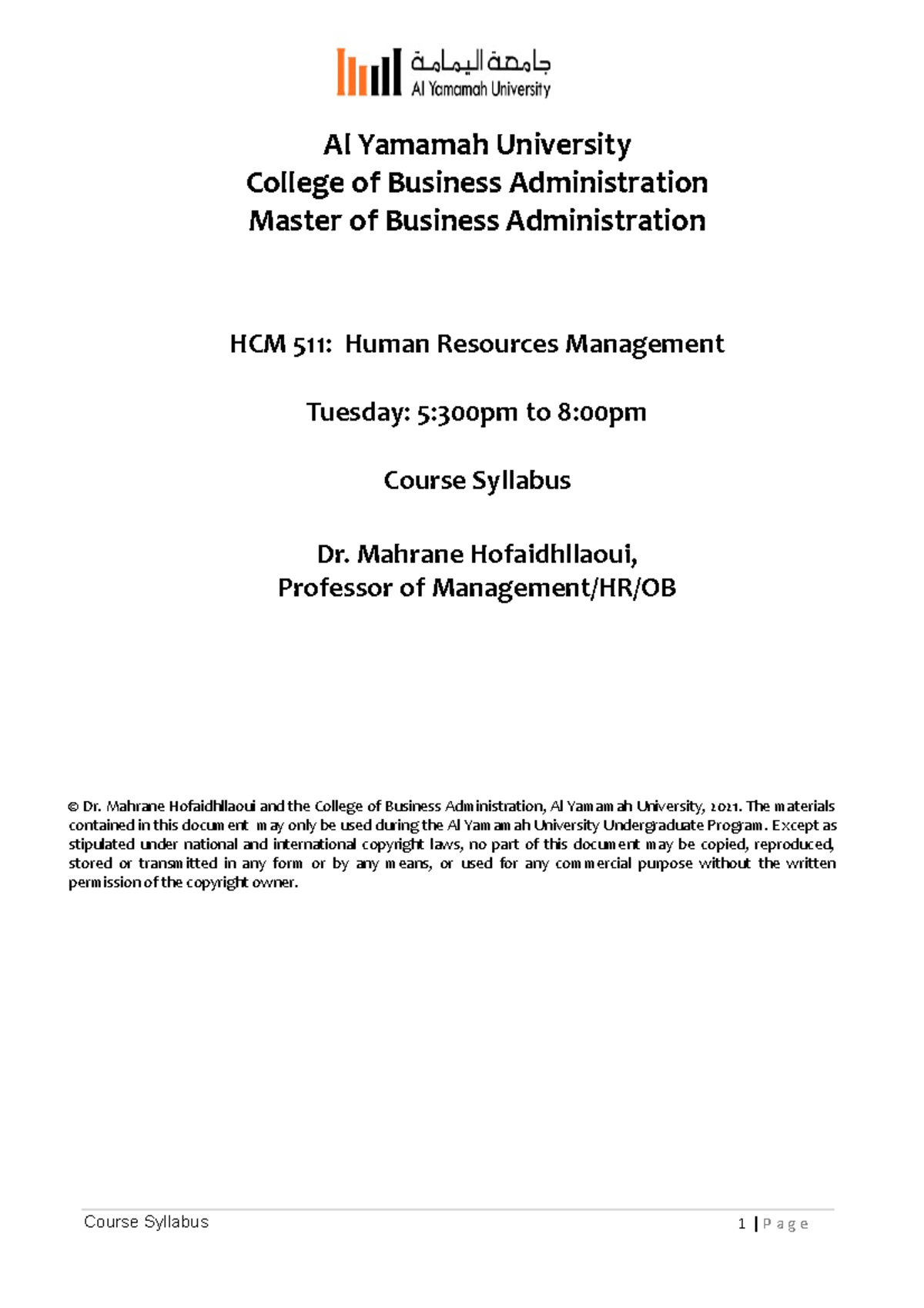 HCM 511 - Human Resources Management Course Syllabus & Details - Studocu