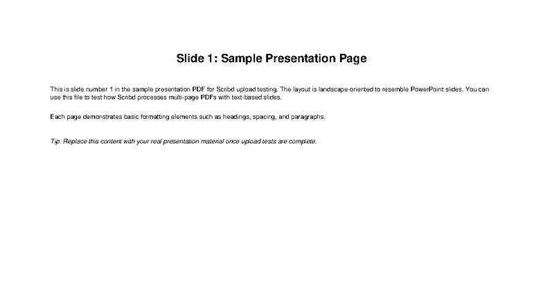 Sample Presentation for Scribd Upload Testing - Studocu