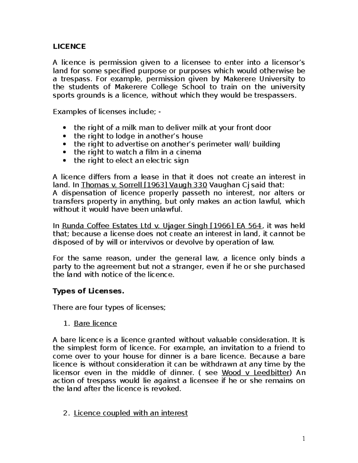 Licences - Detailed Overview of Types and Legal Implications - Studocu