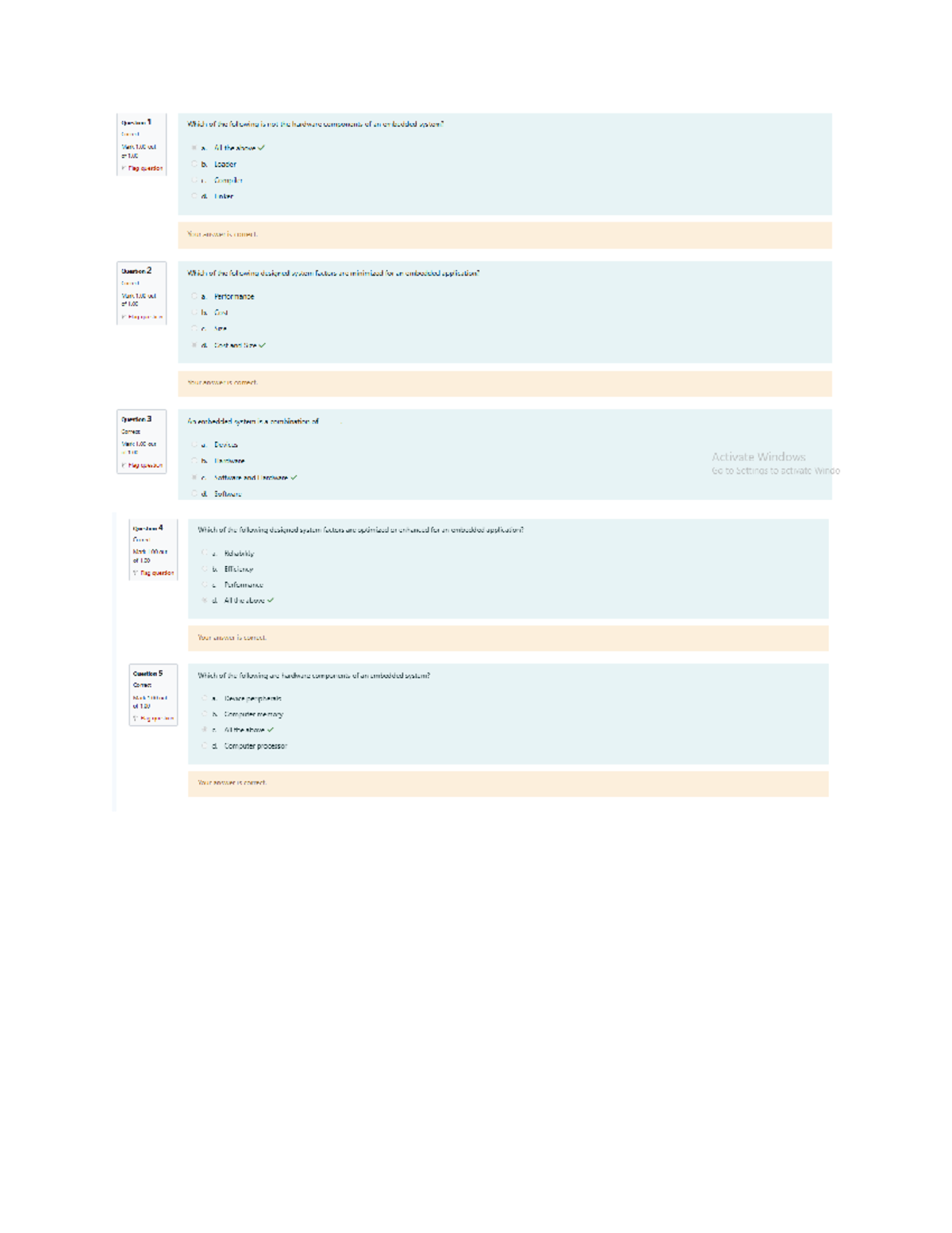 Prelim Quiz 1111: Embedded System Hardware Components - Studocu