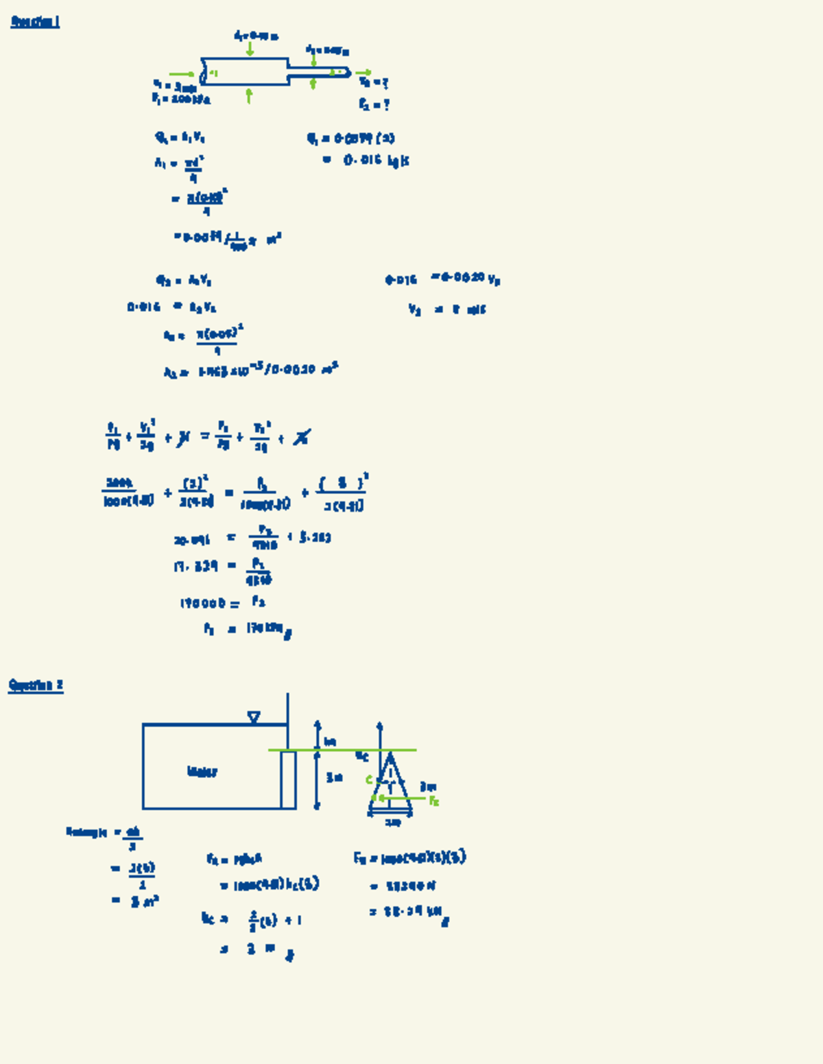 Fluid Mechanics Quiz NUR 101: Questions and Solutions - Studocu