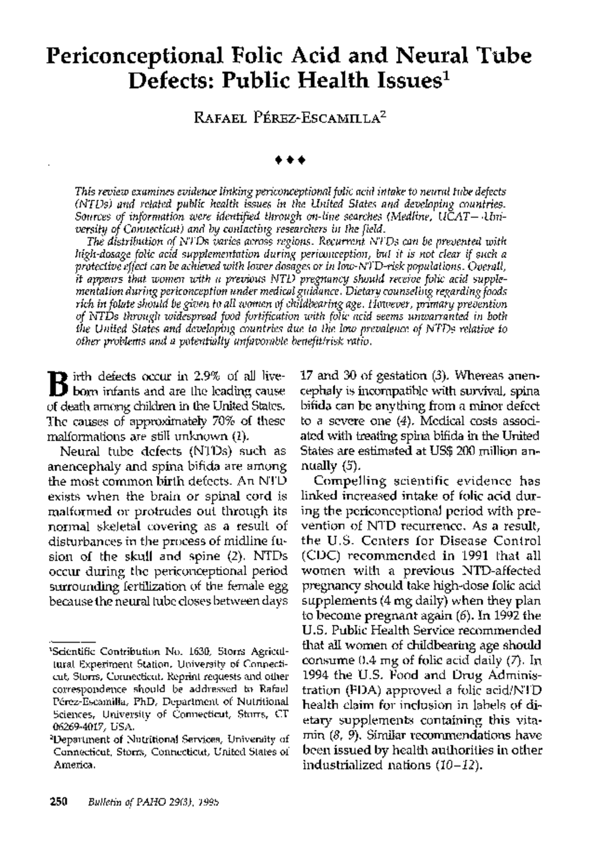 Ev29n3p250 - Periconceptional Folic Acid & Neural Tube Defects Analysis ...