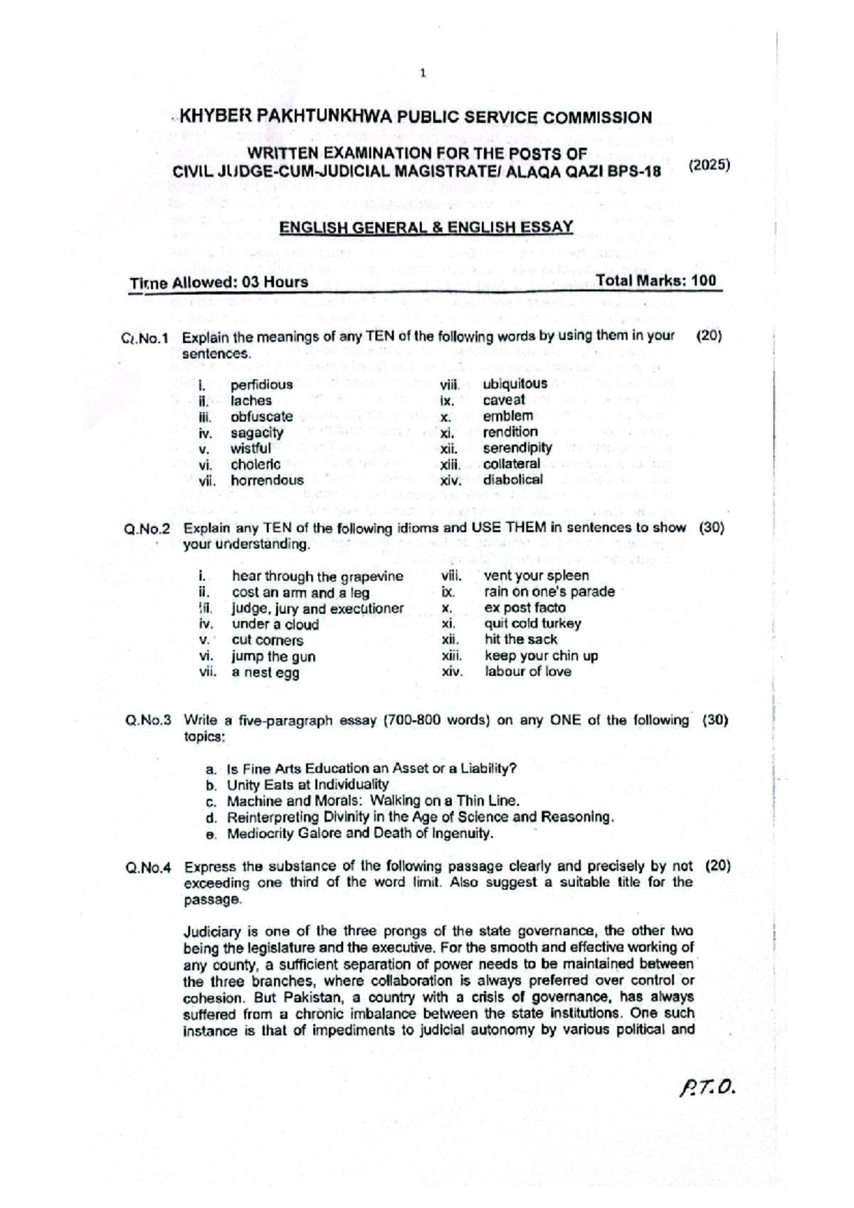 CJ 05 2024 April 2025 - Civil Judge Written Examination Paper - Studocu