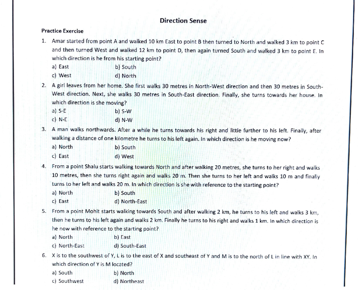 Direction sense - cat - Direction Sense Practice Exercise 1. Amar ...