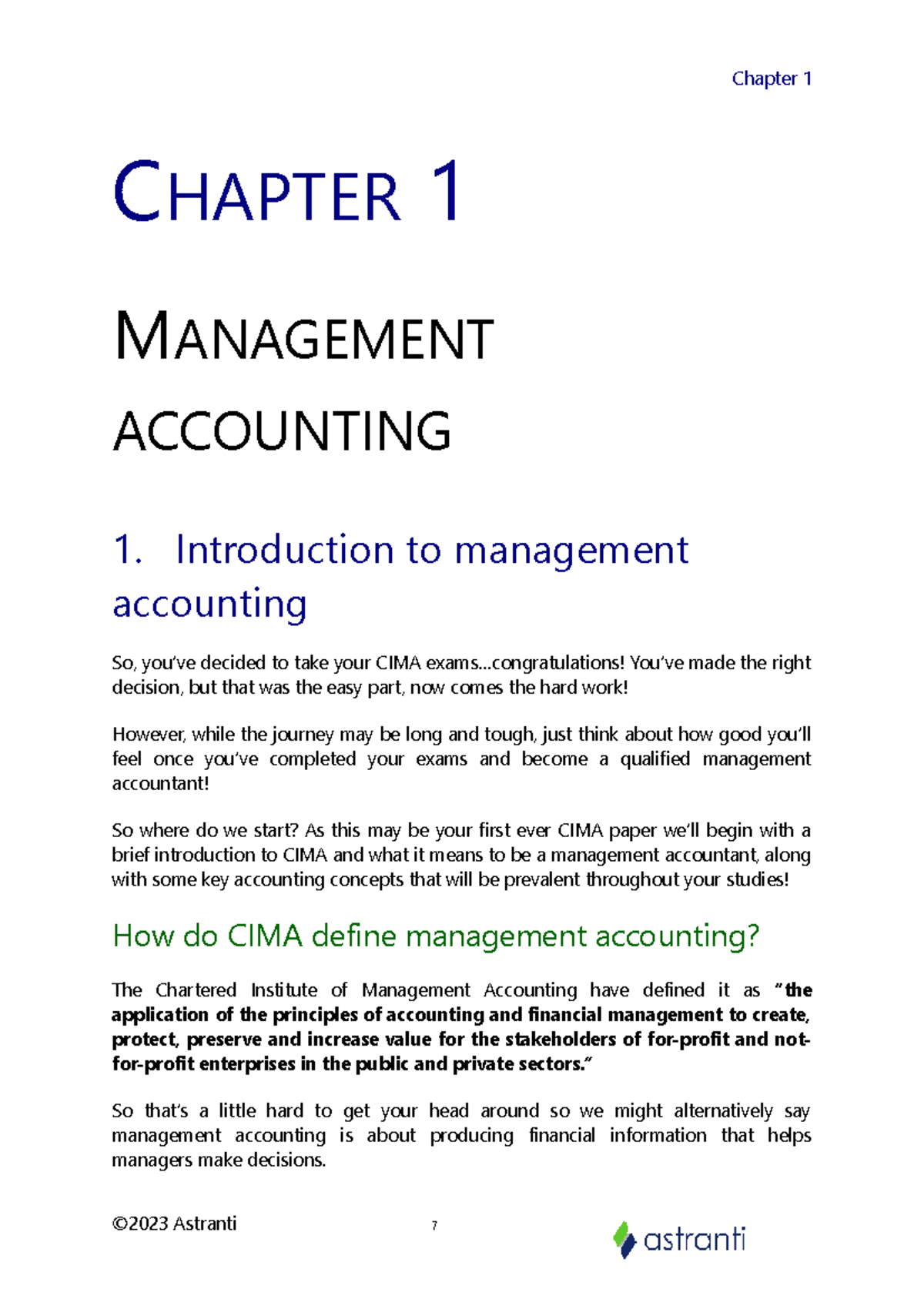 CIMA BA2 Chapter 1: Introduction to Management Accounting Principles ...