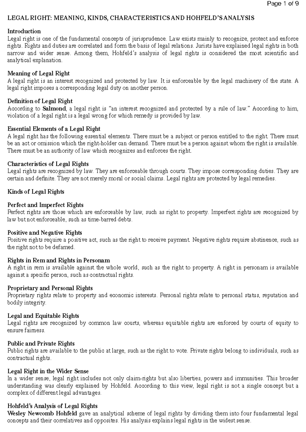 Juris- Unit 4: Legal Rights, Possession, Ownership, and Legal Status ...