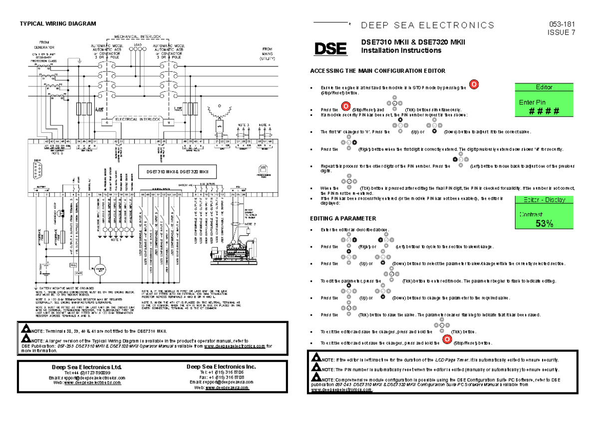 DSE7310 MKII & DSE7320 MKII Installation Instructions Guide - Studocu