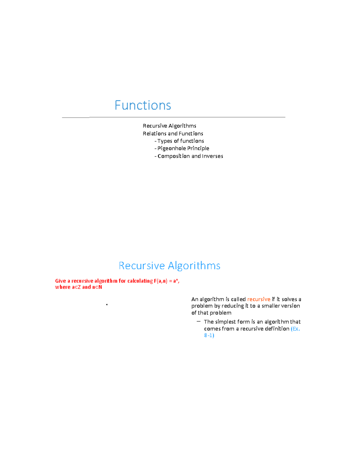 Functions and recursive algorithms: An overview of relations and types ...