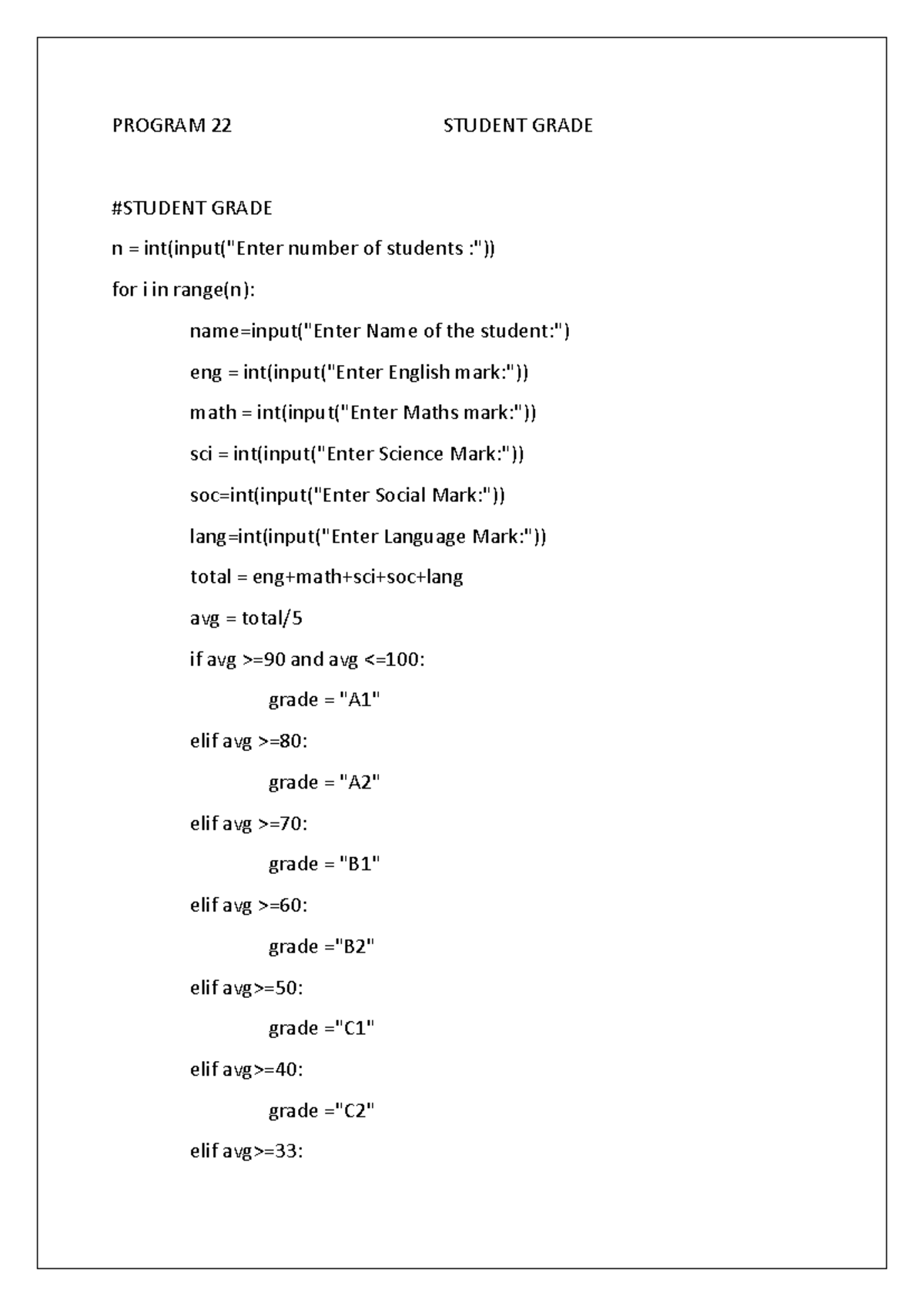 Class 11 Record 22-23: Student Grades Overview - Studocu