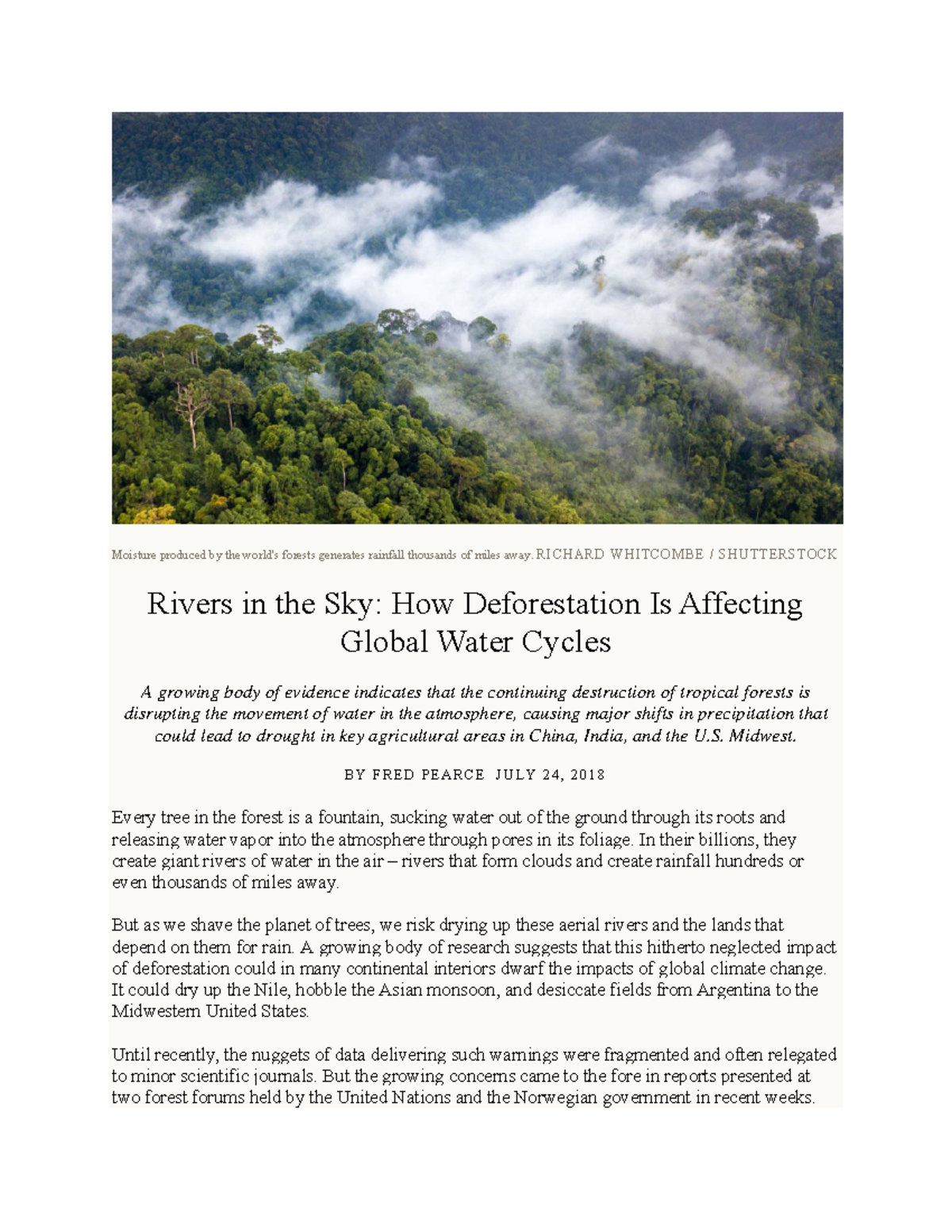 The Impact of Deforestation on Global Water Cycles and Climate ...