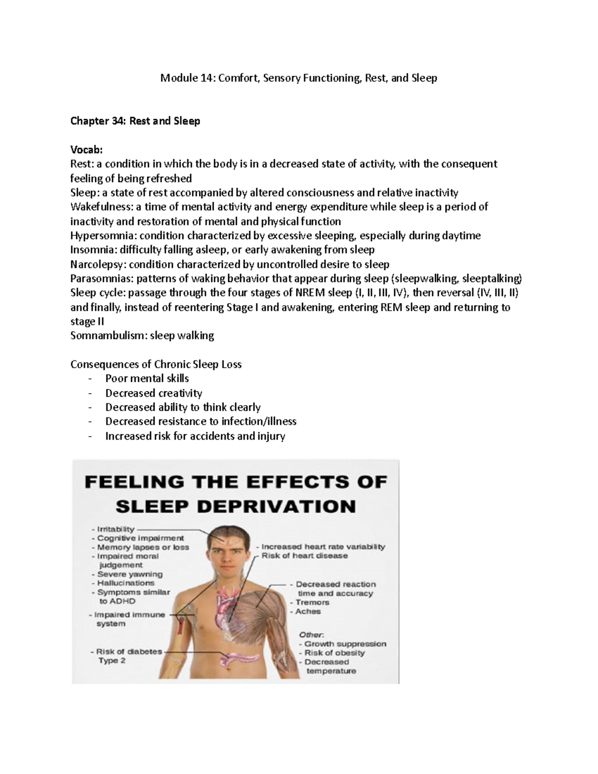 Module 14 - Nursing Notes on Sleep, Comfort, & Pain Management - Studocu