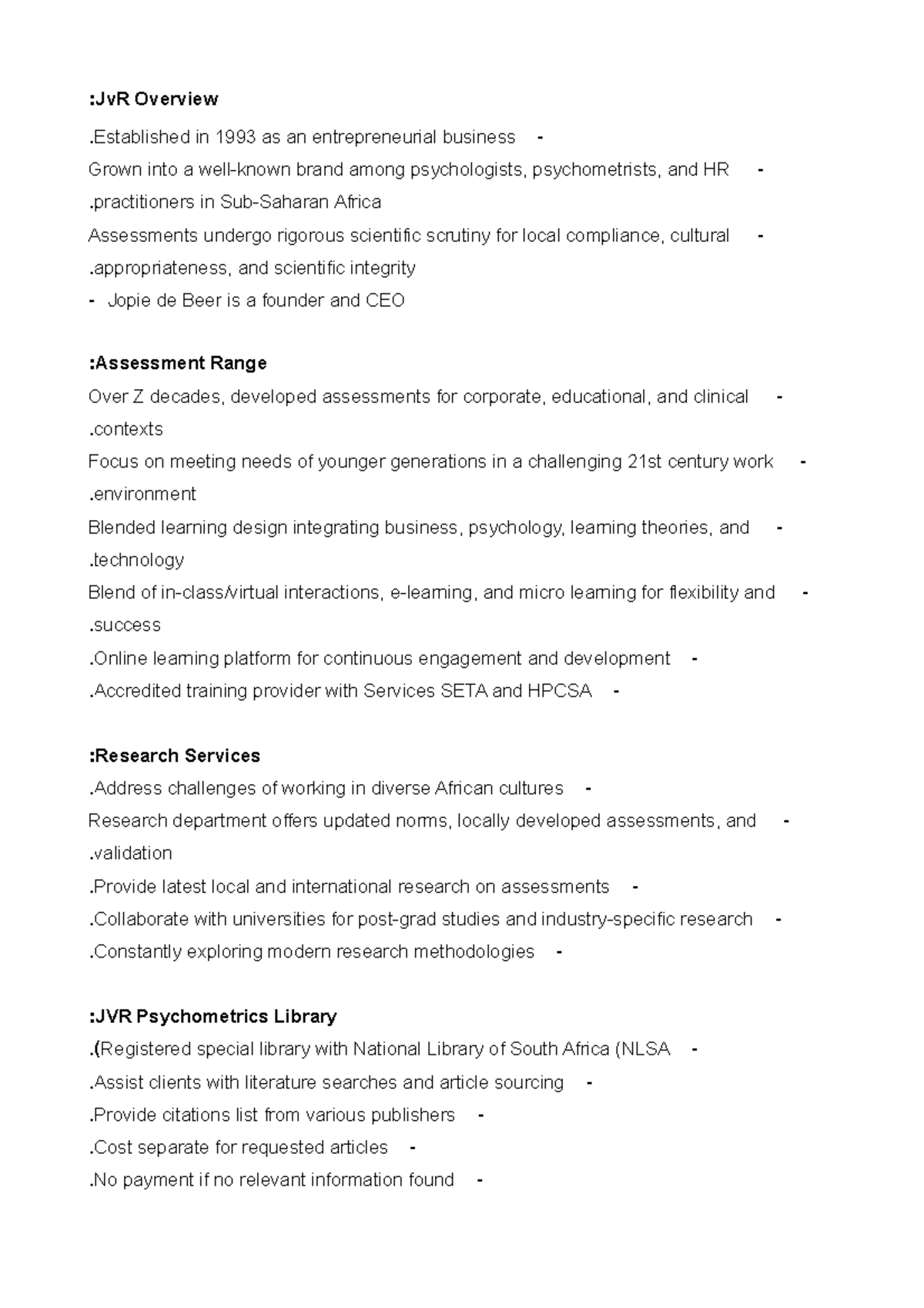 JVR Test Provider Overview and Assessment Catalogue for 2023 - Studocu