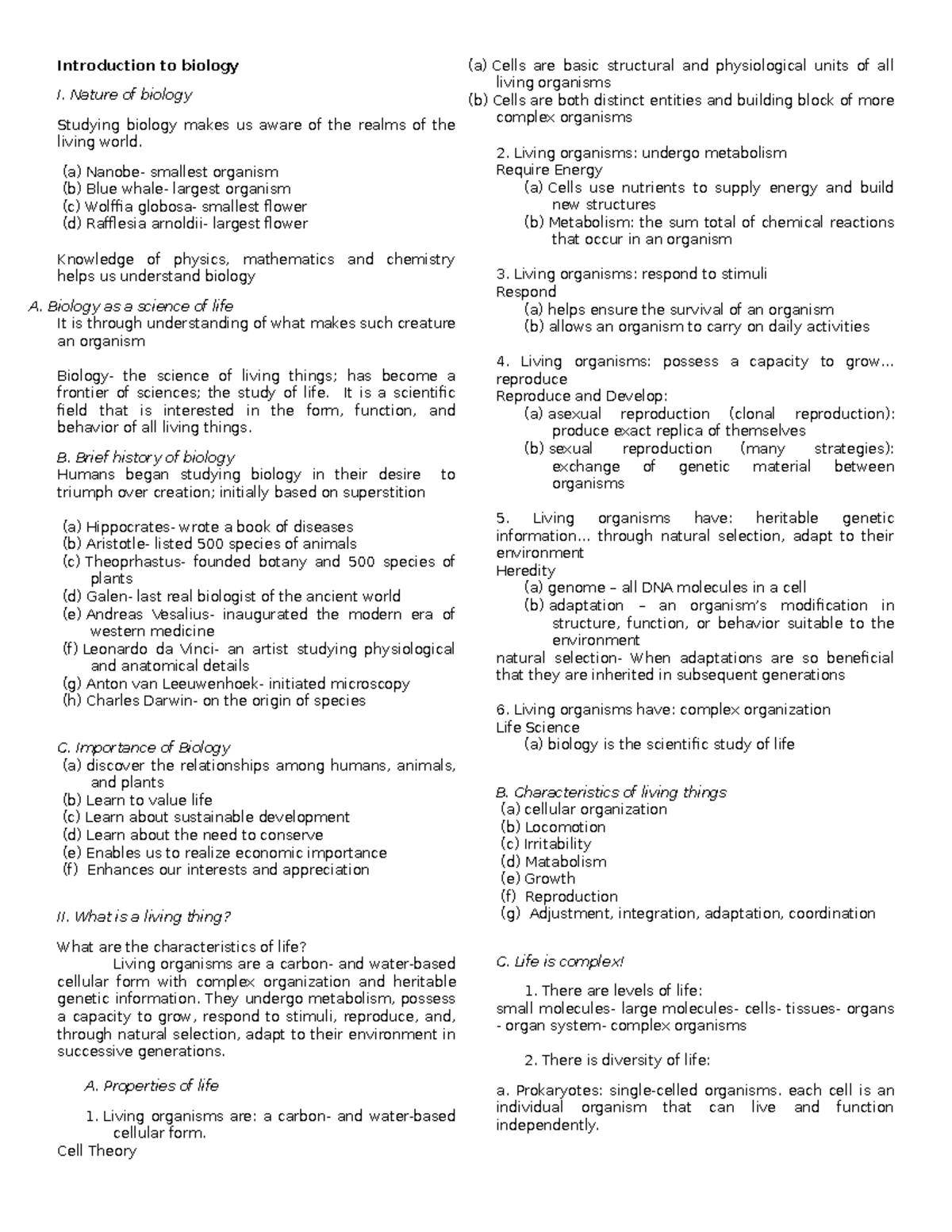 Biology 101: Comprehensive Reviewer on Life Science Concepts - Studocu