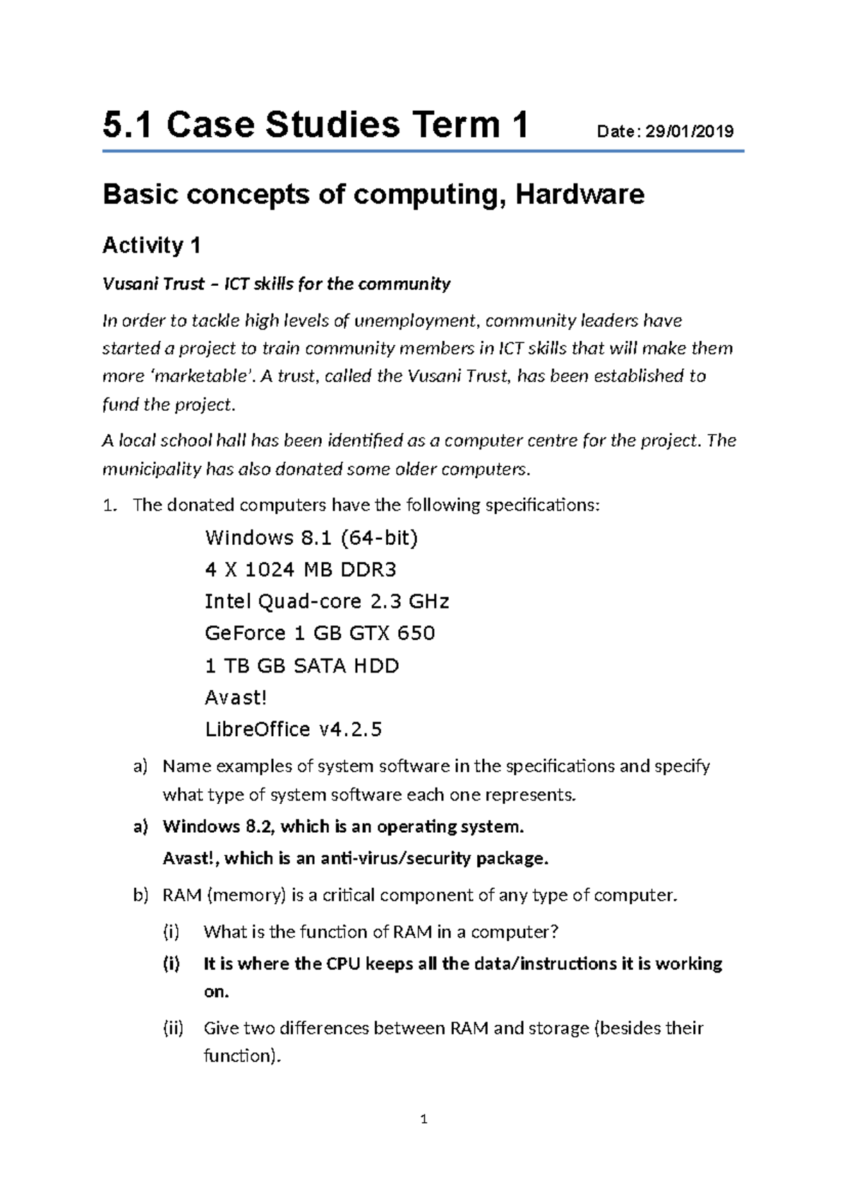 Gr12 5.1 Case Studies: ICT Skills for Community Development - Studocu