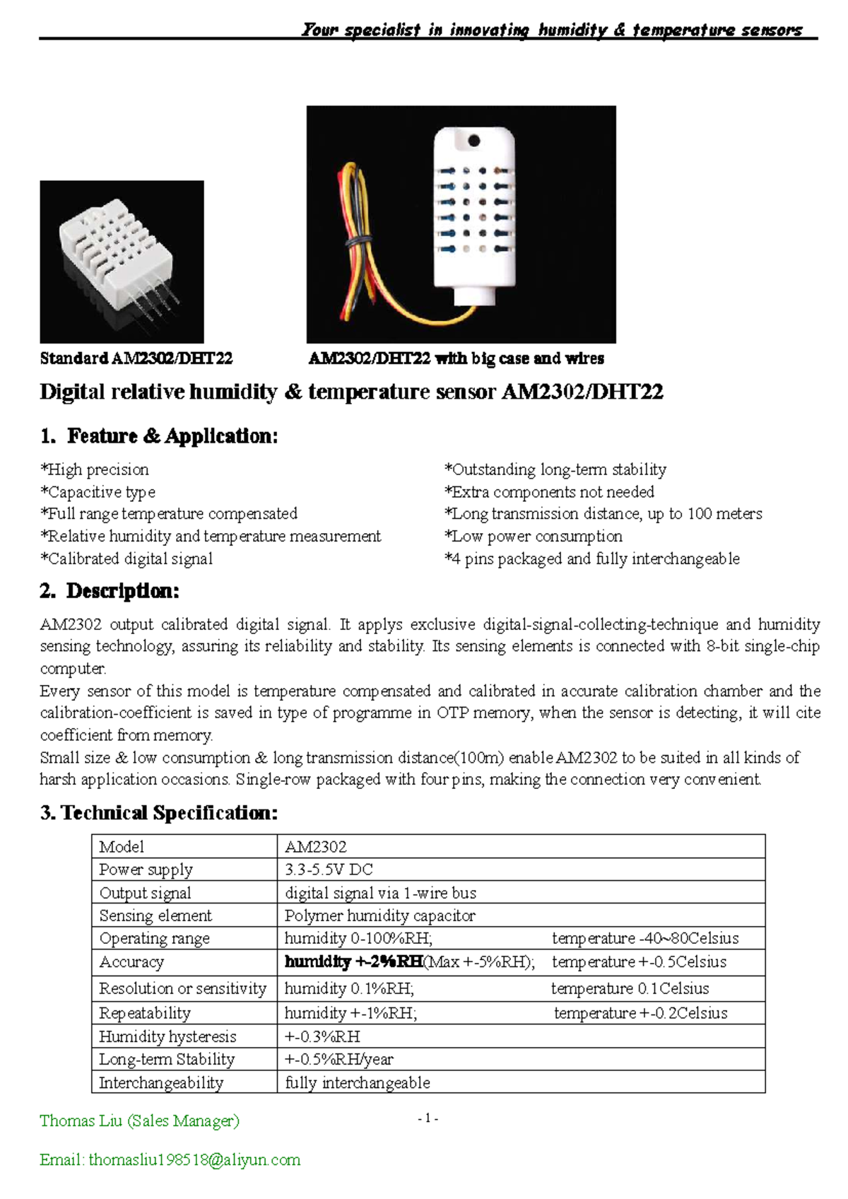 AM2302 Digital Humidity & Temperature Sensor Overview and Specs - Studocu