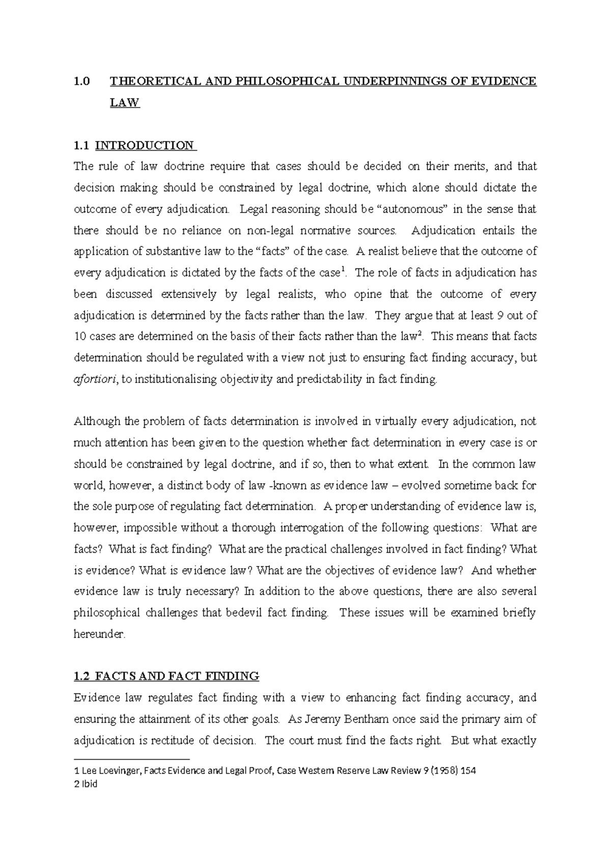 Evidence 1: Theoretical and Philosophical Foundations of Evidence Law ... - Synthesising Evidence On Theoretical Foundations