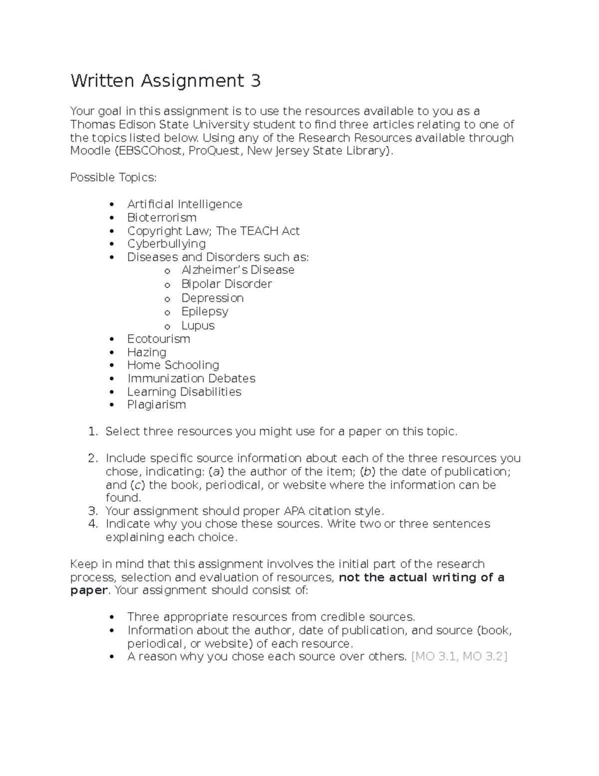 Critical Thinking Assignment 3: Research Resource Selection - Studocu