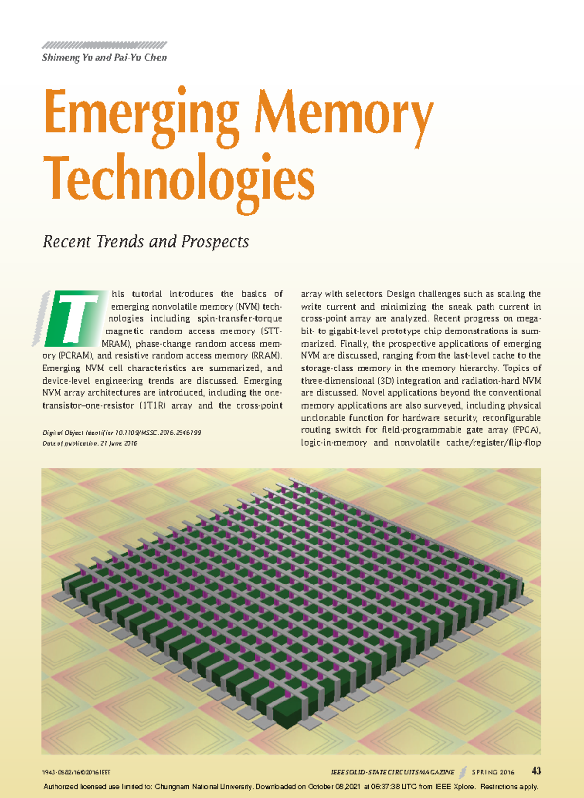 Emerging Memory Technologies: Trends & Prospects (2016) - Studocu