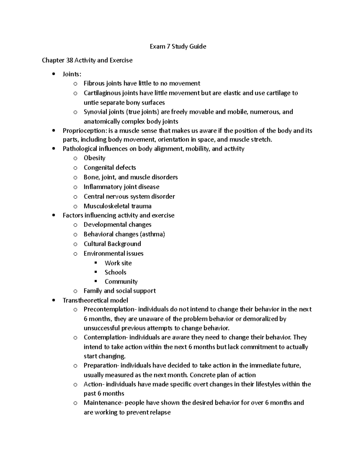 NUR 203 Exam 7 Study Guide: Activity, Exercise, and Immobility Insights ...