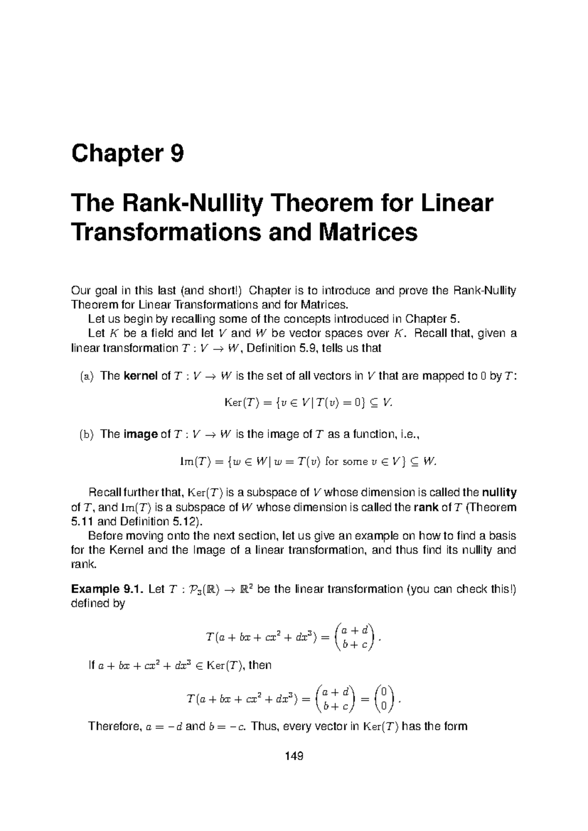 Chapter 9: The Theorem for Linear Transformations & Matrices - Studocu