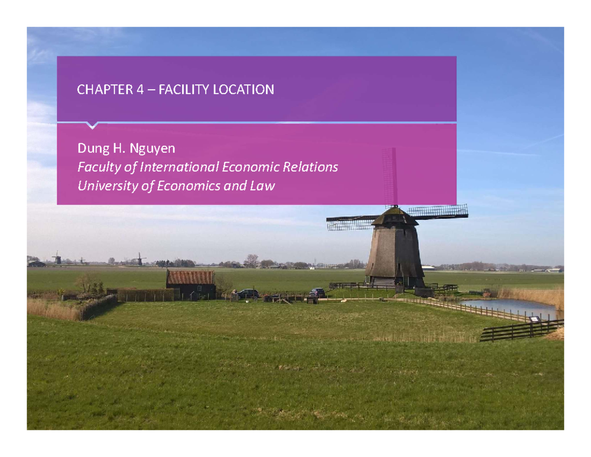CHAPTER 4 FACILITY LOCATION - Key Factors and Analysis (Course Code: 4 ...