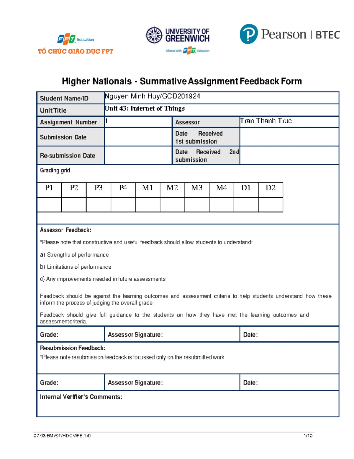 Nguyen Minh Huy GCD2019 24 ASM2 1639 - Higher Nationals - Summative ...