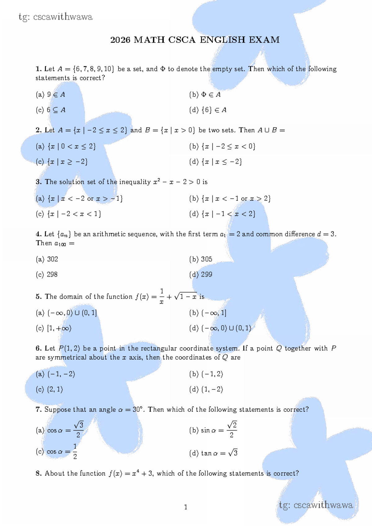 CSCA 2026 MATH Final Exam Review Notes - Studocu